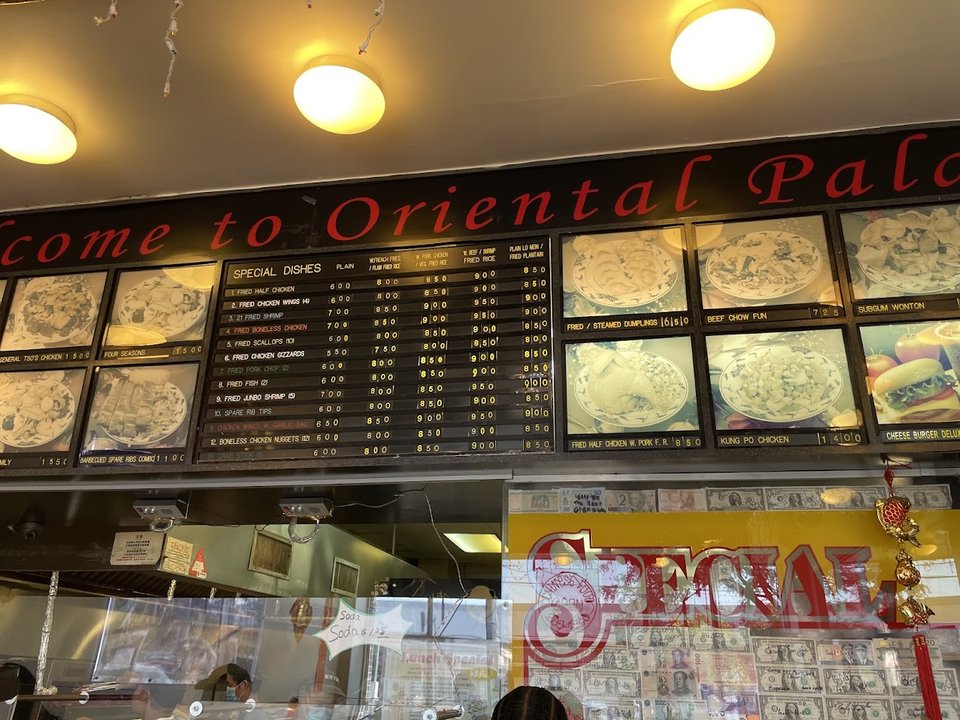 Counter area with casual restaurant seating.